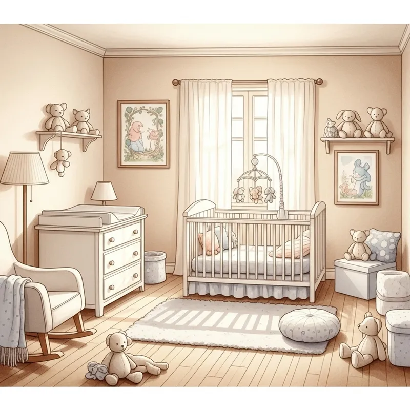 Watercolour Baby Room Painting | Gentle Nursery Decor Watercolour Baby Room Painting | Gentle Nursery Decor