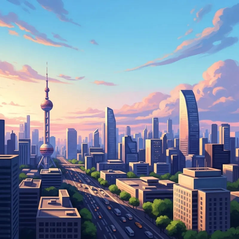 Vibrant Summer Cityscape: A Digital Masterpiece