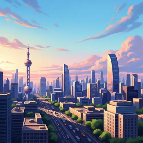 Vibrant Summer Cityscape: A Digital Masterpiece