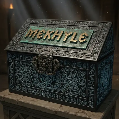 Mysterious Mythological Box - Ornate 'mekhyle' Lettering