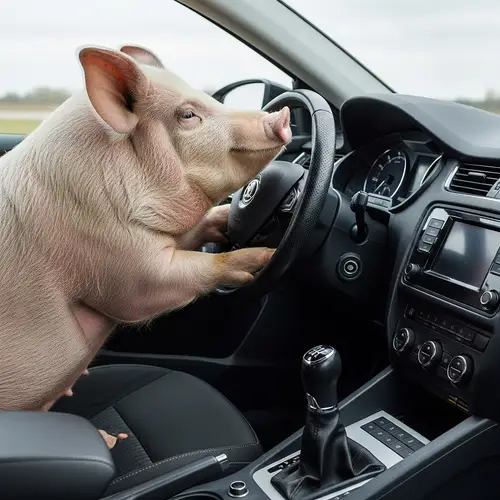 Intelligent Pig Drives Skoda Octavia | Funny Animal Automobile Scene