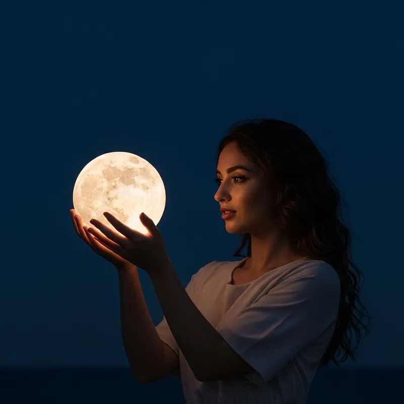 Moon Contemplation: Enchanting Middle-Eastern Woman and the Radiant Moon