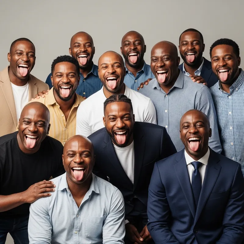 Playful Display: 10 Joyful Black Men with Long Tongues Playful Display: 10 Joyful Black Men with Long Tongues
