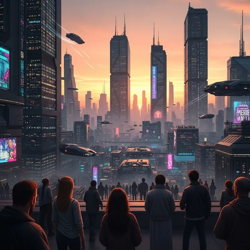 Neon Cyberpunk Cityscape | Futuristic Aesthetics Sunset View