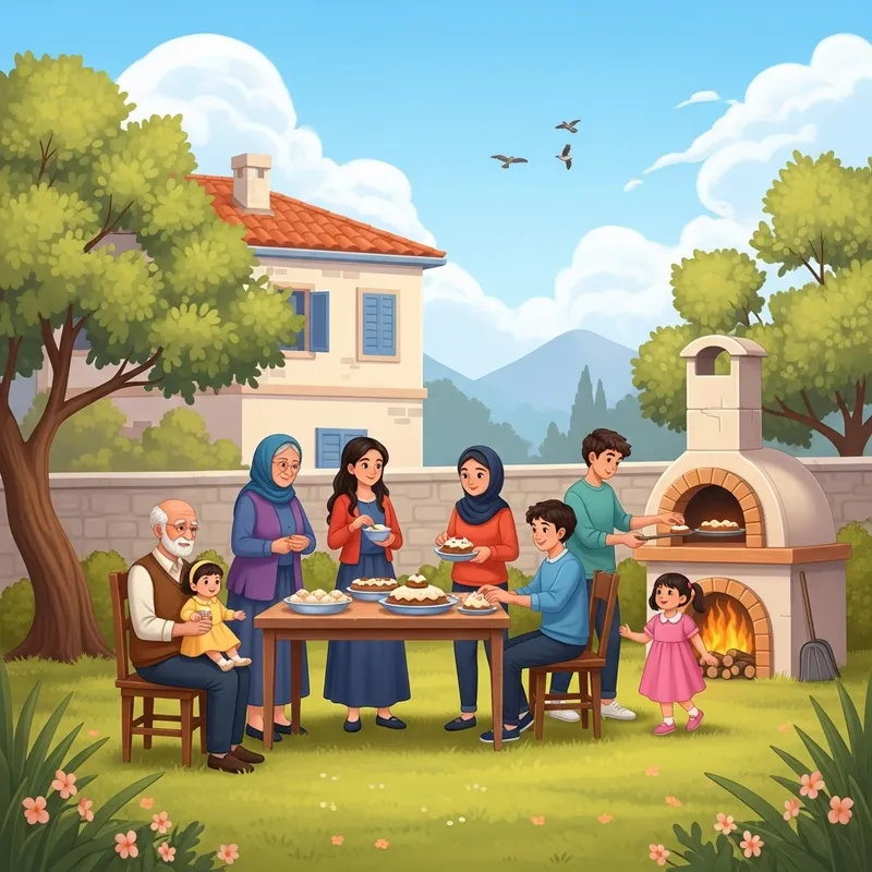 Multigenerational Levantine Family Harmony in New Year Dessert Tradition