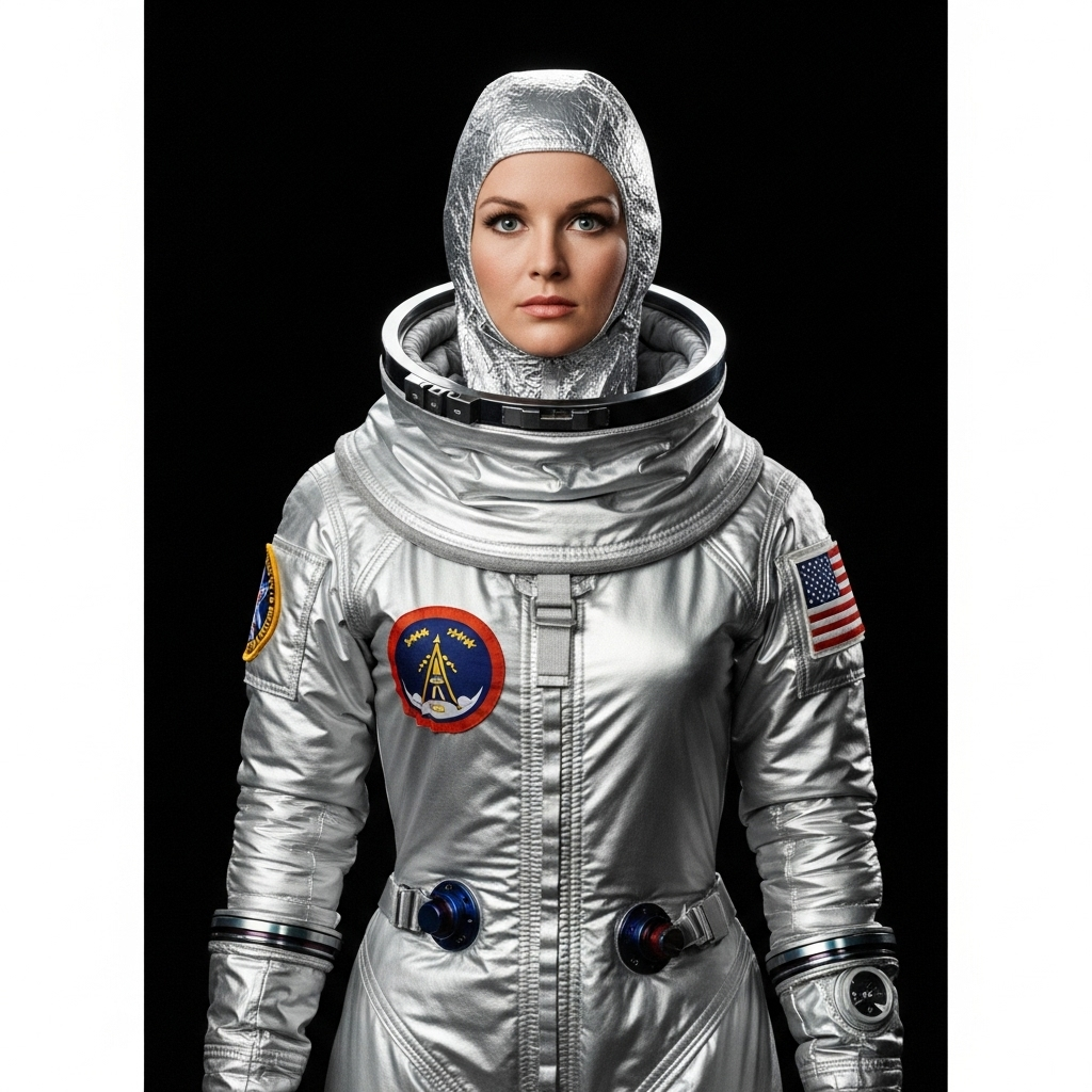 Kate McCrae in Silver Space Bodysuit Image | AI Art