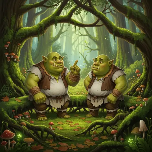 Shrek Style Ogres Conversation in Mossy Forest