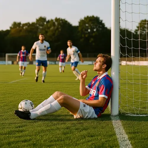 Lazy Soccer Player Relaxing on Field | Sunset Kodak Vision3 500