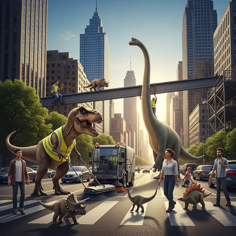 Dinosaurs in Urban Society: Coexisting with Humans
