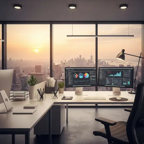 Professional Office Background with Modern City View