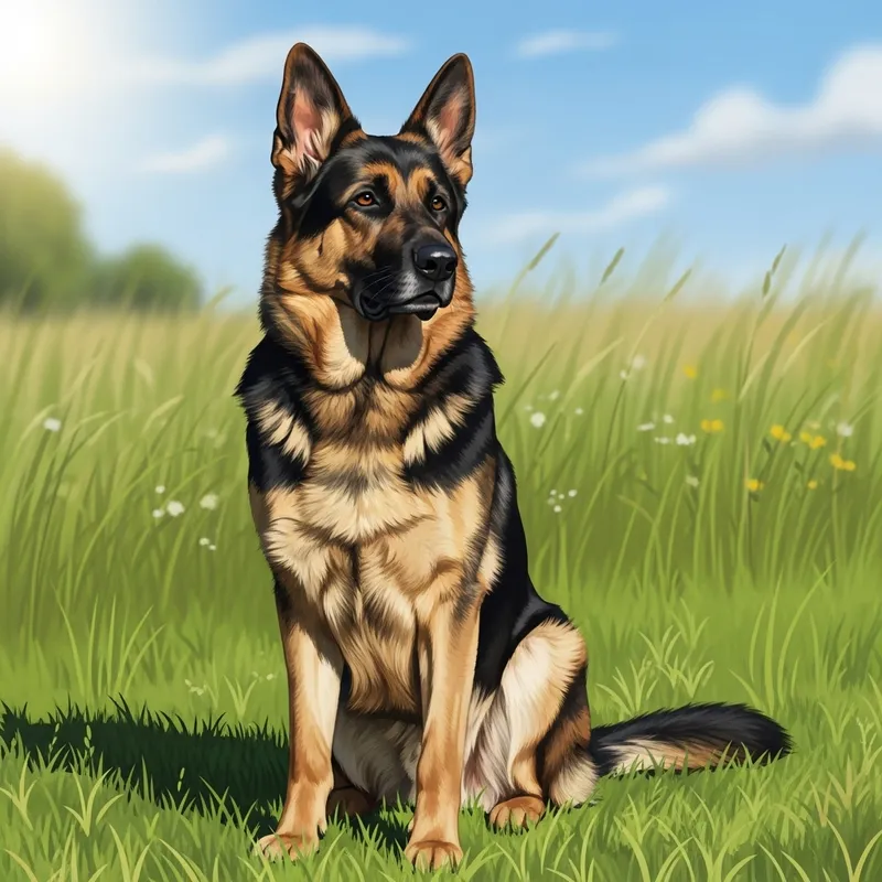 Majestic German Shepherd - Stunning Canine in Lush Field