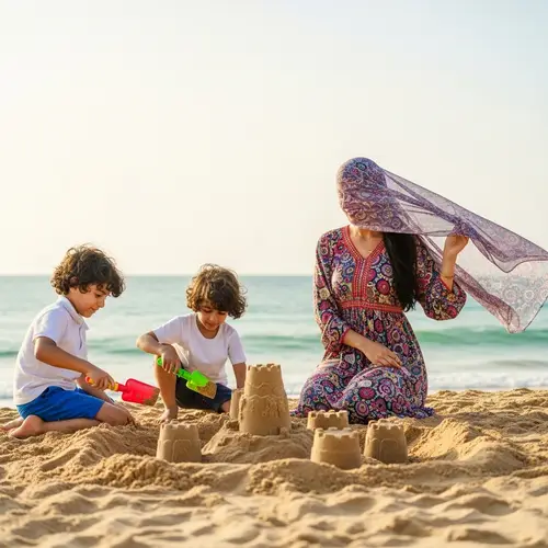Joyful Middle-Eastern Family Playing in Sand | Fun in the Sun