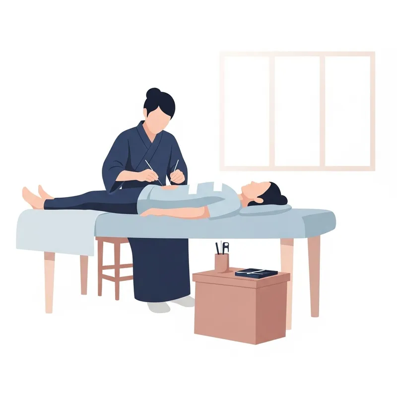 Minimalistic Japanese Acupuncture Scene Art