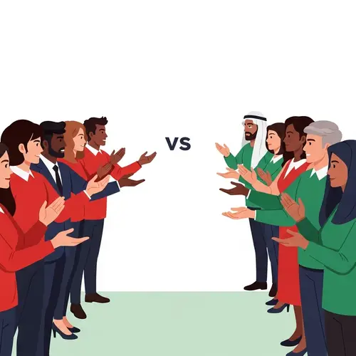 Passionate Debate Between Red & Green Attired Groups