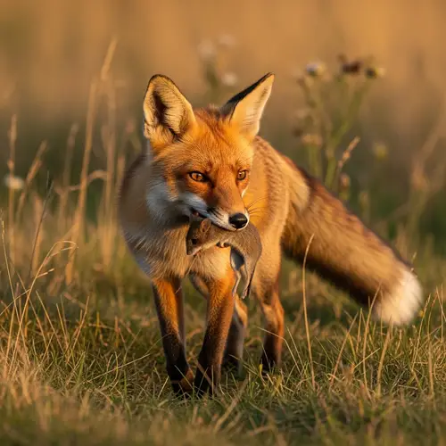 Red Fox Catches Mouse - Nature's Graceful Hunter