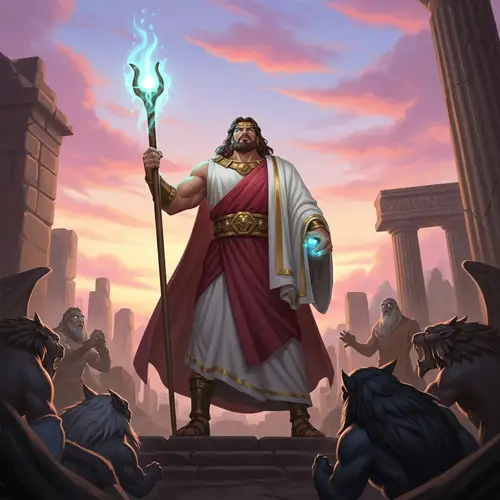 Legendary Figure of Mythology Amidst Ancient Ruins | Ethereal Heroism