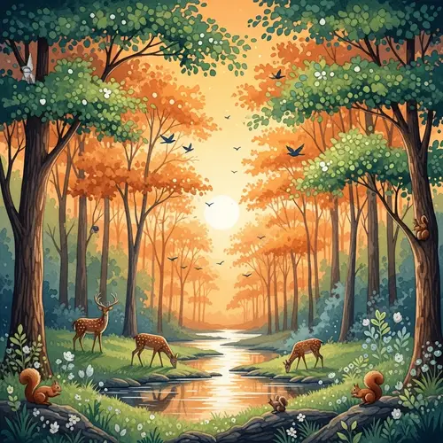 Magical Forest Watercolor Painting | Enchanting Nature Scene