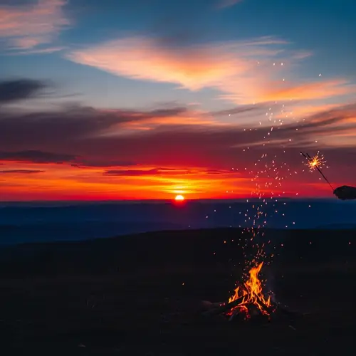 Dramatic Dusk Landscape with Sparkling Sunset - Tranquil Beauty