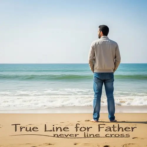 True Line for Father - Middle Eastern Man Contemplating Life at Seashore