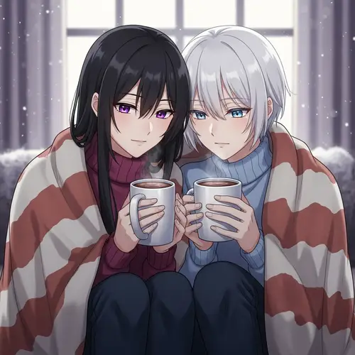 Cozy Cocoa Time: Satoru Gojo and Suguru Geto Blanket Scene