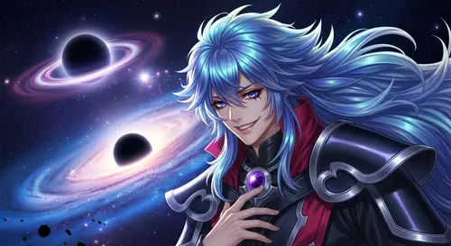 Fantasy Villain Art: Young Man with Blue Purple Hair
