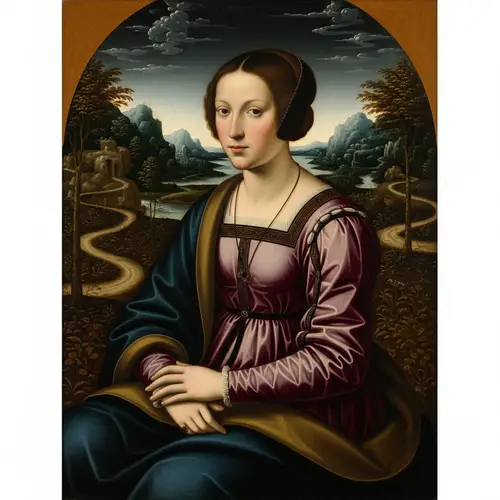 European Renaissance Woman Portrait on Poplar Wood Panel