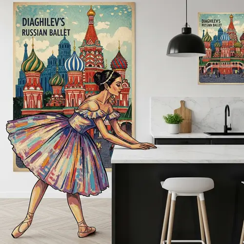 Diverse Russian Ballerina Illustration in Vibrant Colors | Ballet Elegance