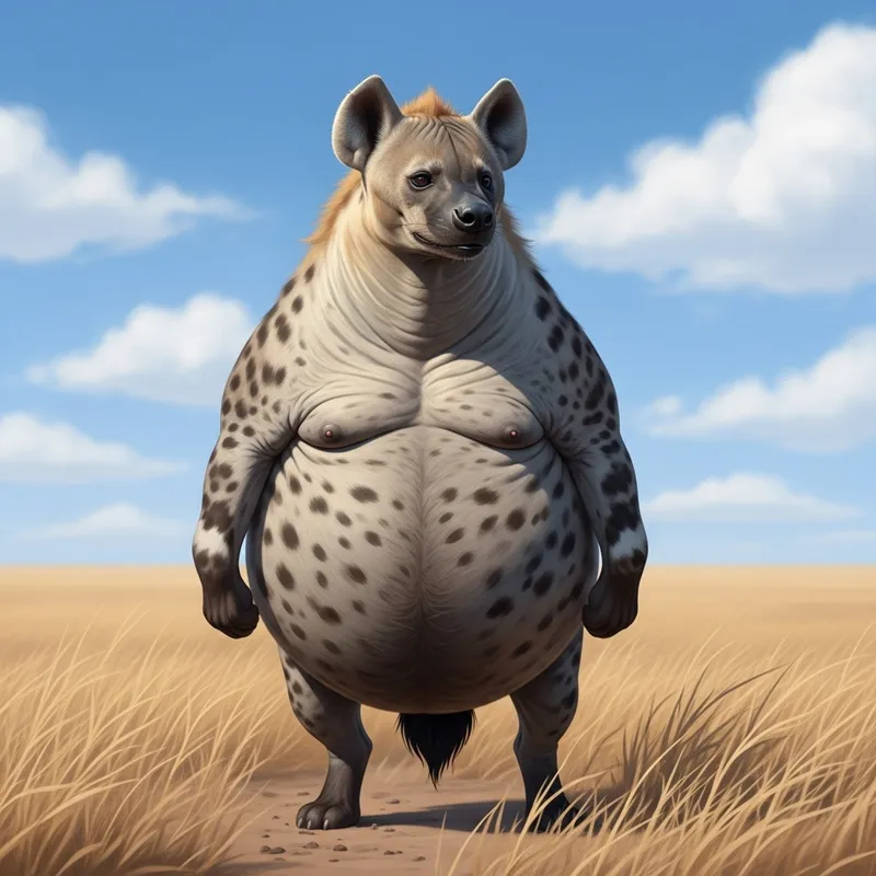 Majestic Full-Figured Hyena with Enormous Belly