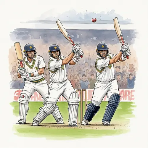Watercolor Painting of Top Cricket Batsmen in Local League