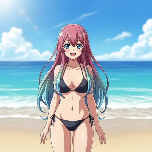Anime Kobayashi Inspired Bikini Waifu at Beach