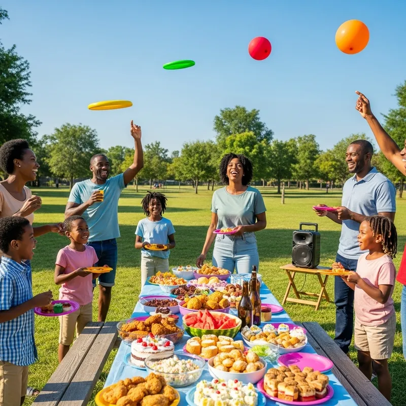 Heartwarming Black Family Park Party: Joyful Gathering & Games
