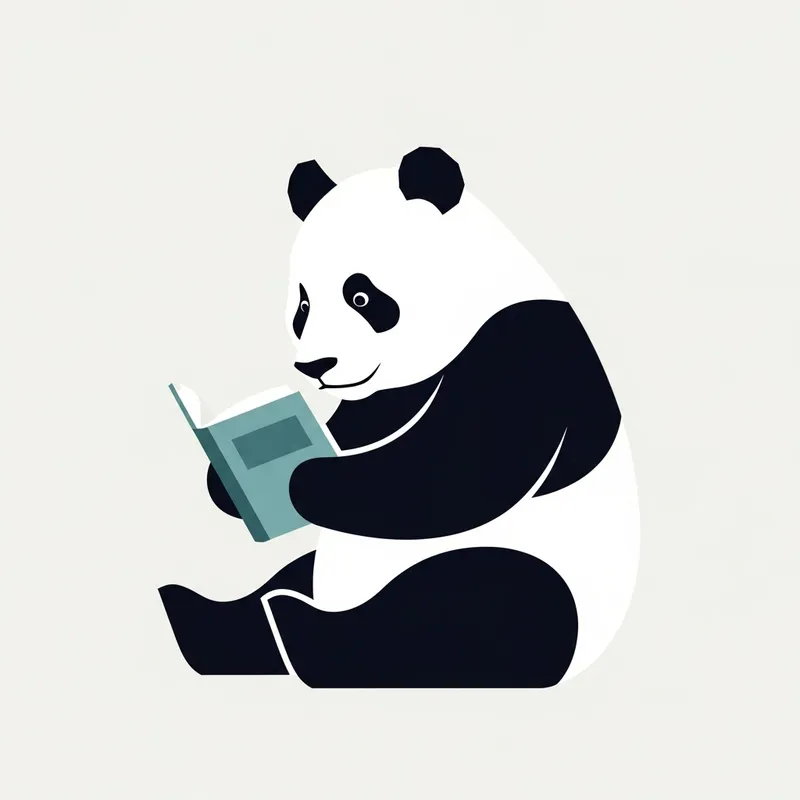 Panda Reading Icon - Cute Bear with Book Panda Reading Icon - Cute Bear with Book