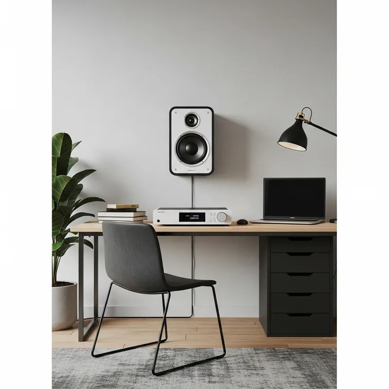 Ultra-Photorealistic Round Stereo Music System - Modern Art