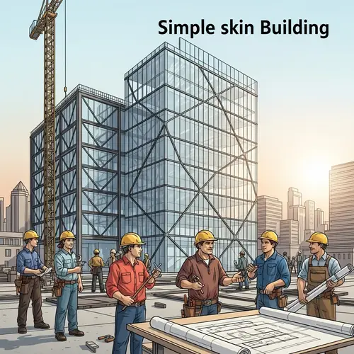 Modern 'Simple Skin Building' Construction Process | Urban Skyline Scene