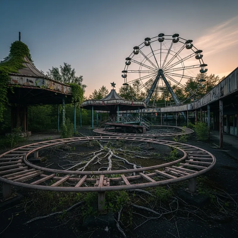 Abandoned Amusement Park: Surreal Beauty Captured