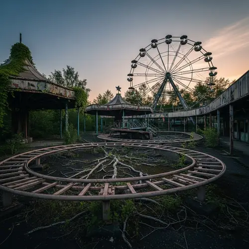 Desolate Beauty: Abandoned Amusement Park Imagery