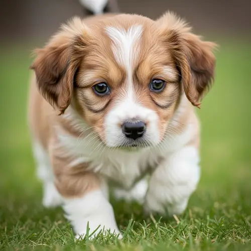 Adorable Brown and White Fluffy Puppy - Cute Small Breed