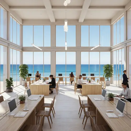Minimalist Beachfront Coworking Space | Panoramic Ocean Views