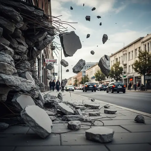 Fragmented Sidewalk: Street View with Dramatic Breakage