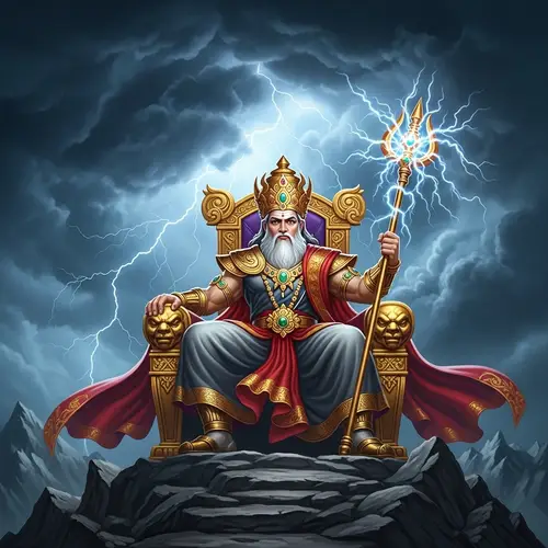 King of the Gods of Thunder - Majestic Deity on Gold Throne