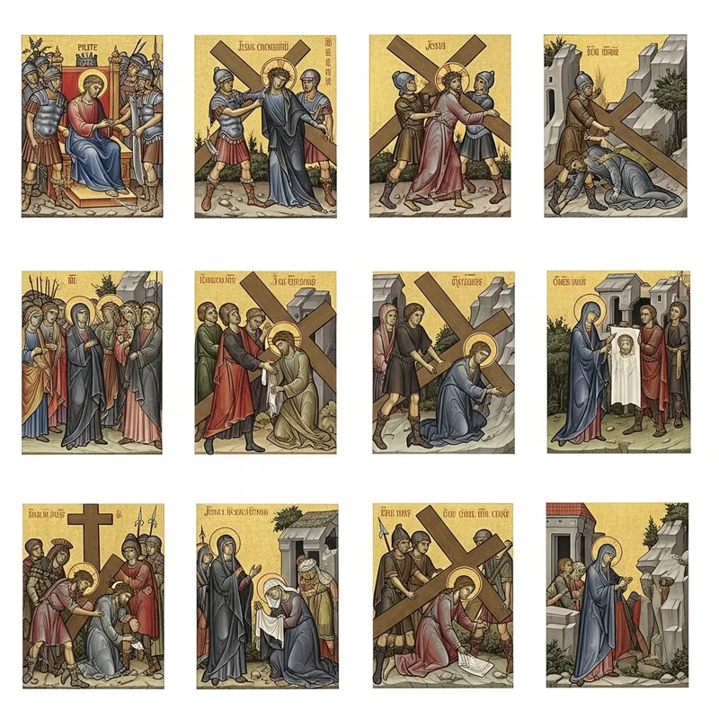 Illustrating 14 Stations of the Cross: Biblical Scenes