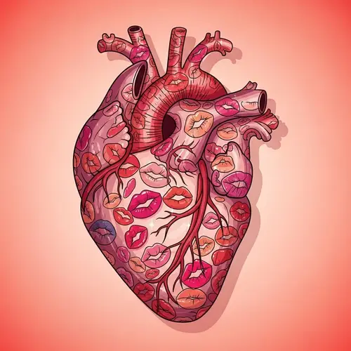 Heart Covered in Kisses Illustration