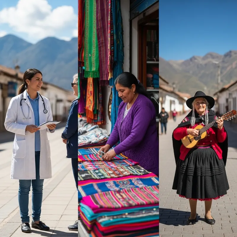 Vibrant Bolivian Street Scene: Women of Diversity