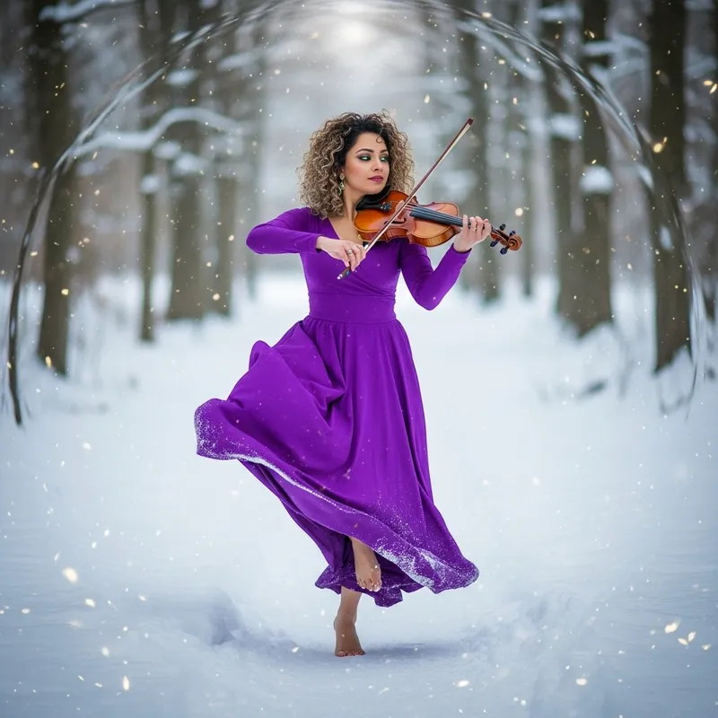 Ethereal Snow Forest Dance: Enchanting Violin Melodies Ethereal Snow Forest Dance: Enchanting Violin Melodies