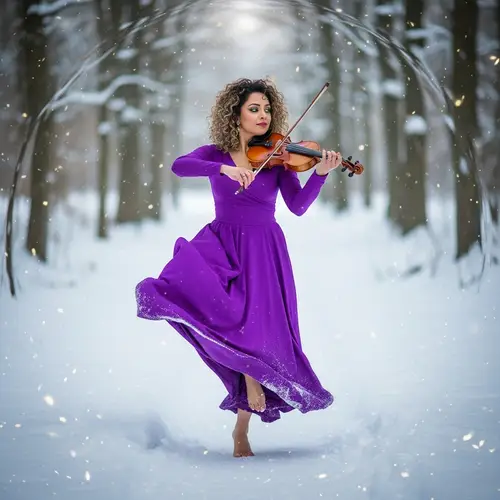 Enchanting Snowy Forest Dance with Violin Music