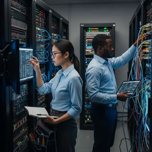 Professional IT Specialists in Action | Server Room Analysis