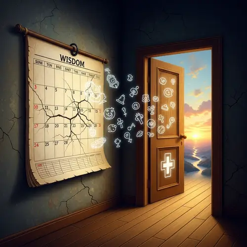 Late 19th-Century Romanticism Oil Painting: Symbolic Doorway of Wisdom and Dreams