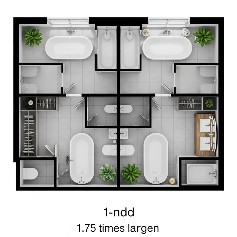 Stunning 1.75x Two Bathroom Design Layout Ideas