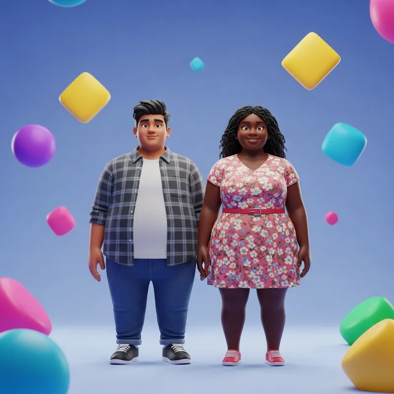 Diverse Teens Standing Together in Vibrant 3D Graphic