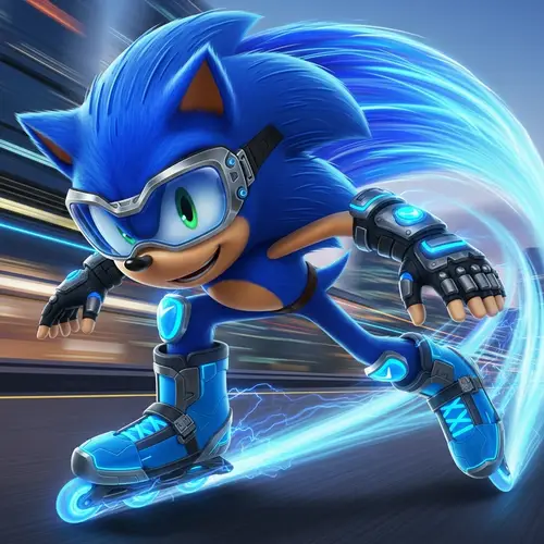 Sonic the Hedgehog in Futuristic Gear | Fast Adventurous Character